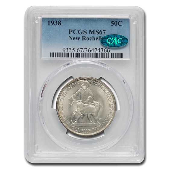 1938 New Rochelle Half Dollar Commemorative MS-67 PCGS CAC 1938 New Rochelle Half Dollar Commemorative MS-67 PCGS CAC